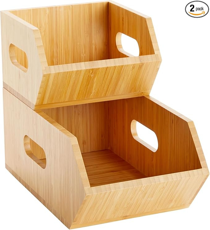 Farmlyn Creek Stackable Pantry Organizers & Storage Bins - 2-Pack, 12.5x7x5 In & 6.7x7x5 In, Brow... | Amazon (US)