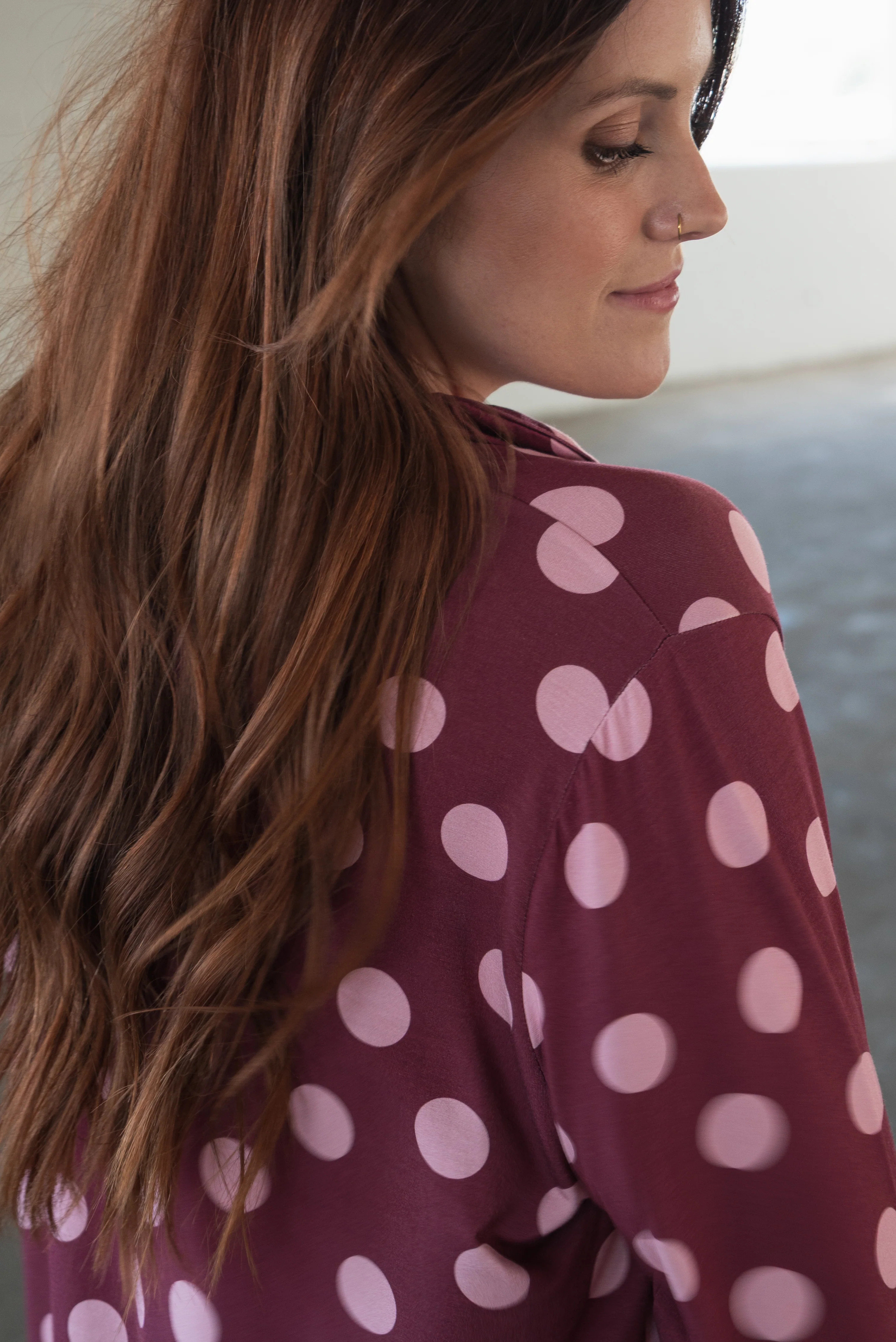 Women's Bamboo Button Up Lounge Set | Heather Rose Dot | Forever French