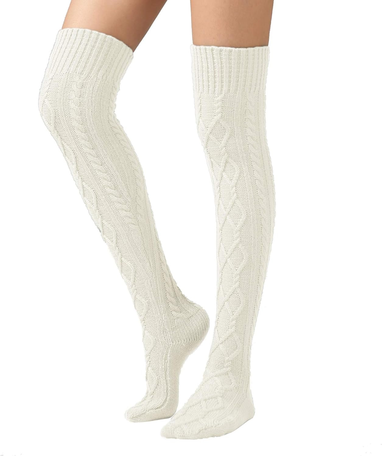 SherryDC Women's Cable Knit Thigh High Boot Socks Extra Long Winter Stockings Leg Warmers | Amazon (US)