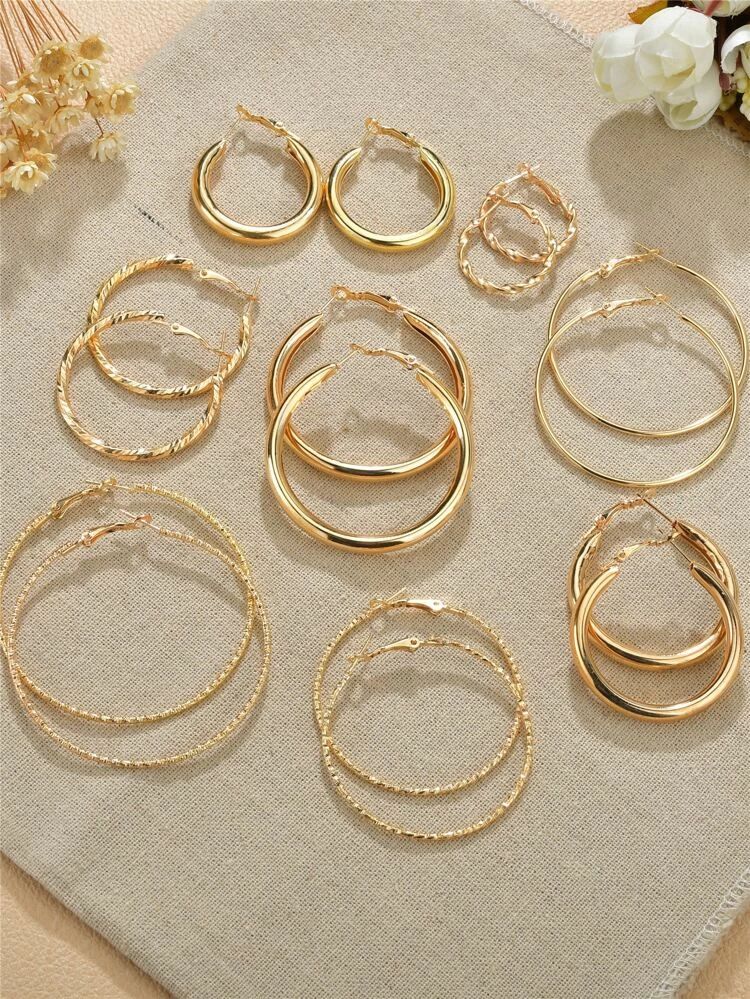 8pairs Round Hoop Earrings | SHEIN