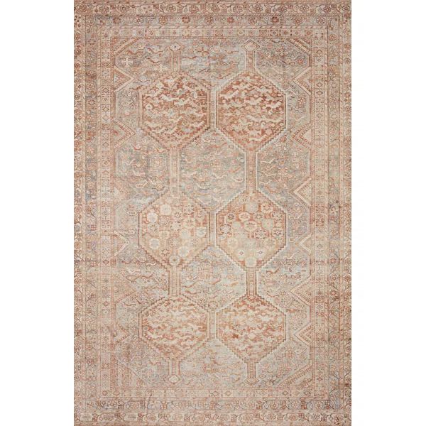 Jules Geometric Tangerine/Mist Area Rug | Wayfair North America