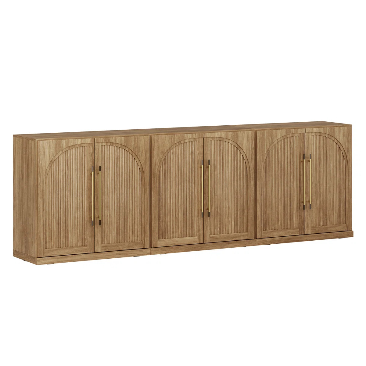 Set of 3 Modular Sideboard with Double-Arc Wood Doors, Camel (Set of 3) | Wayfair North America