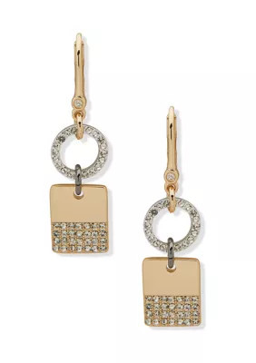 Dkny Two Tone Crystal Double Drop Earrings | Belk
