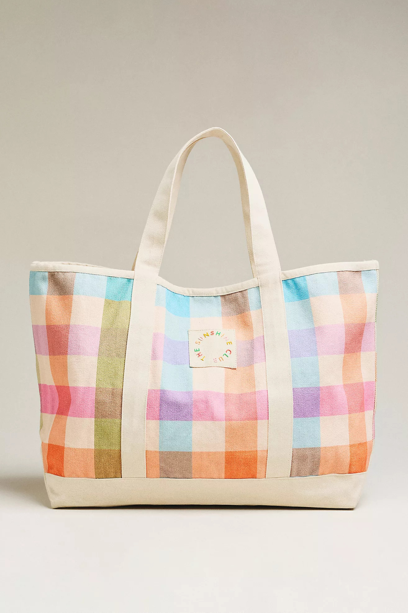 Sunshine Tienda Rainbow Plaid Canvas Tote | Anthropologie (US)