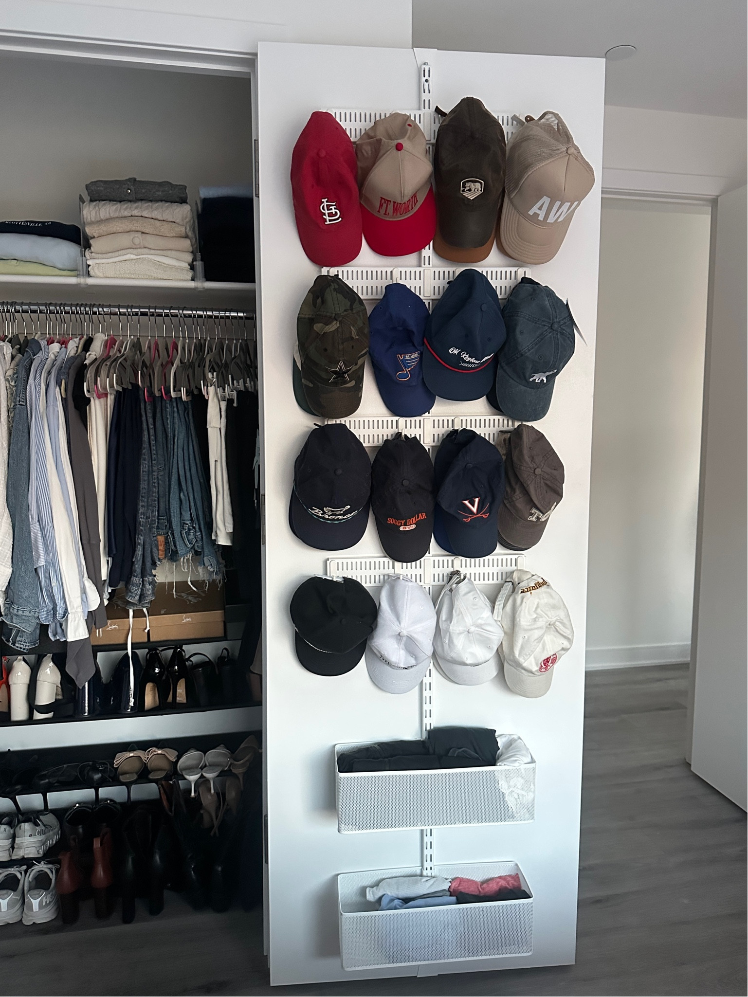 the exact door rack is the elfa over the door rack from the container store! 