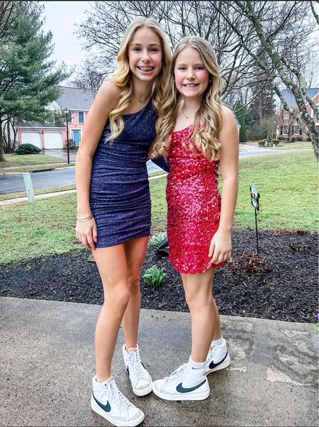 Our teen daughters went to their first school dance and loved their sparkly dresses for the Hollywood theme! 
The blue dress from Macy’s is On Sale right now for under $40! Pink sequin dress from Amazon.

Teen Girl Dresses, Sparkly dress, sequin dress, one shoulder dress, pink sequin dress, blue sequin dress, short sparkly dress, homecoming dresses, teenage girl dress, teen girl party dress, sparkly sequin dress for teen girl. Fancy dress for girls. Pre-teen dress.
Amazon, Macy’s.
Nike Blazers, girl sneakers, girl shoes. Womens Nike shoes.
#teengirl #girlclothing #dress

#LTKSale #LTKstyletip #LTKunder50