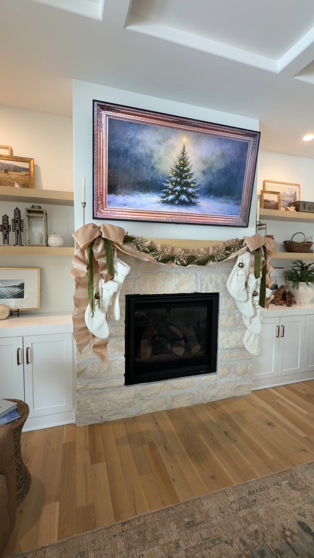 Mantel Christmas decor using ribbon! 

#LTKHoliday #LTKFindsUnder50 #LTKHome