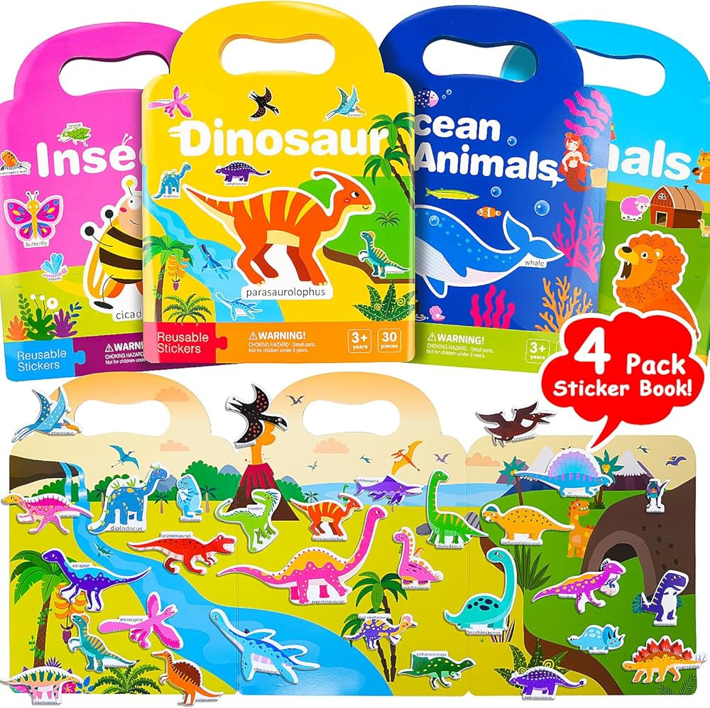 Reusable Sticker Books for Toddlers 2-4 Years, Reusable Sticker Books for Toddler 1-3-5, Sticker ... | Amazon (US)