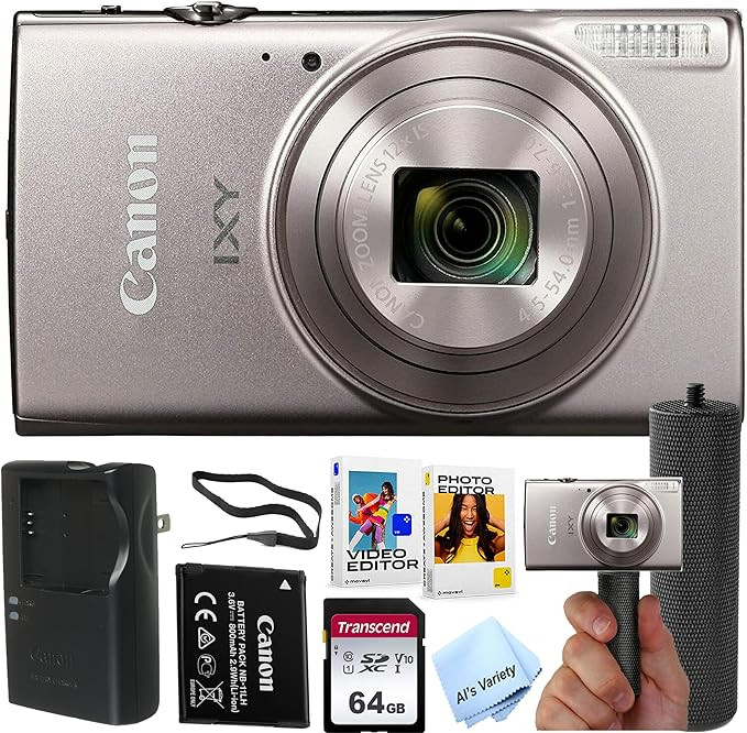 Canon PowerShot IXY 650 (ELPH 360) HS Digital Camera (Silver)+ 64GB Memory + Stabilizing Grip + S... | Amazon (US)