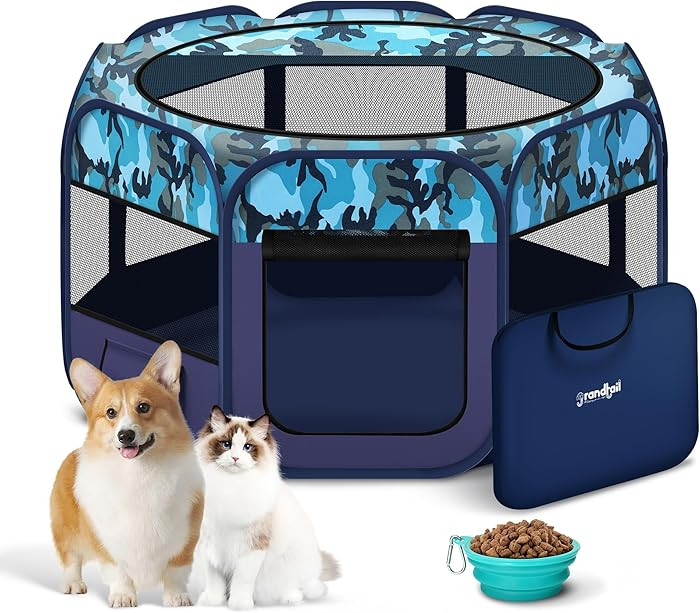 Extra Large Dog Playpen, Portable Pet Play Pen for Cat, Puppies, Foldable Large-Capacity Pet Play... | Amazon (US)