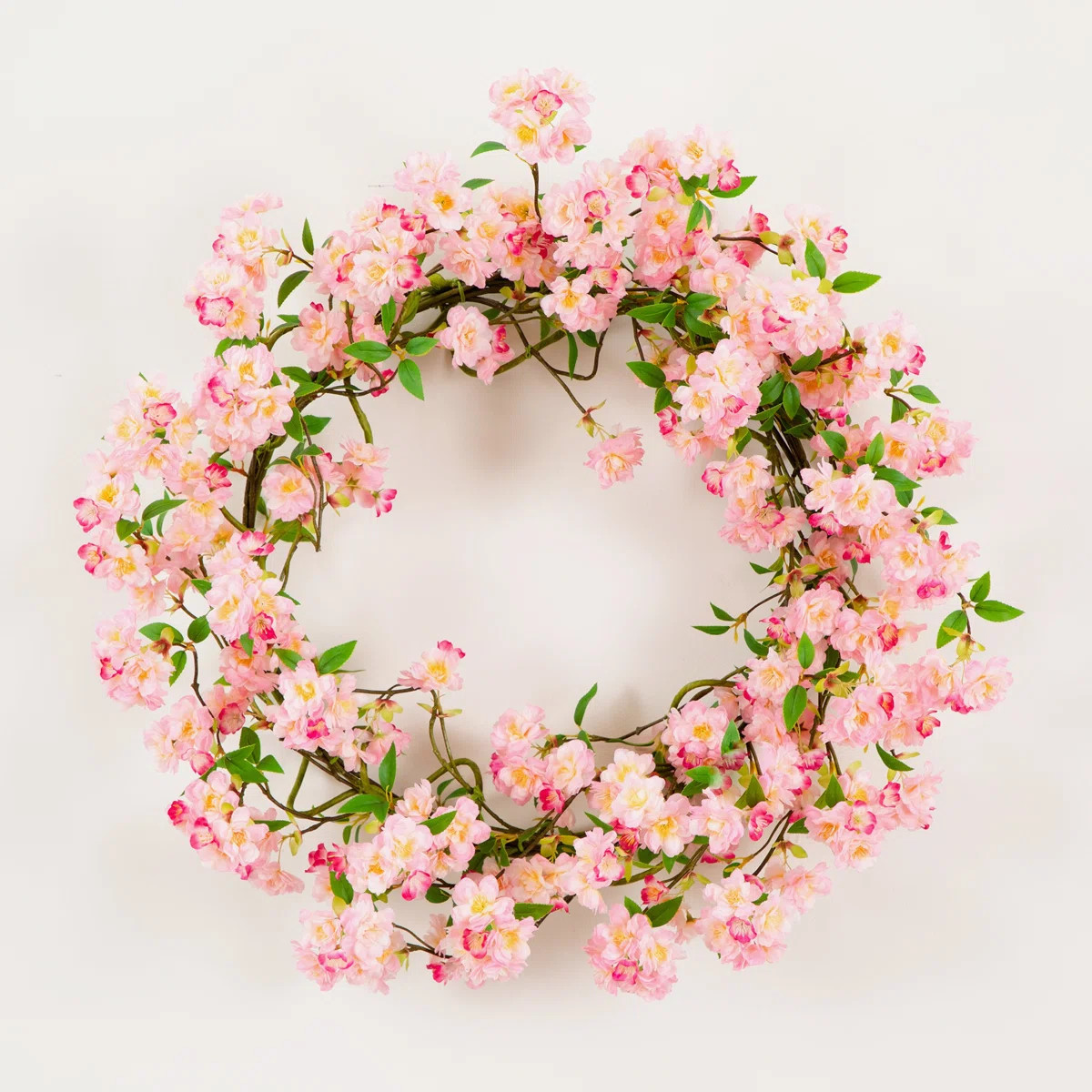30In. Artificial Pink Cherry Blossom Wreath | Wayfair North America
