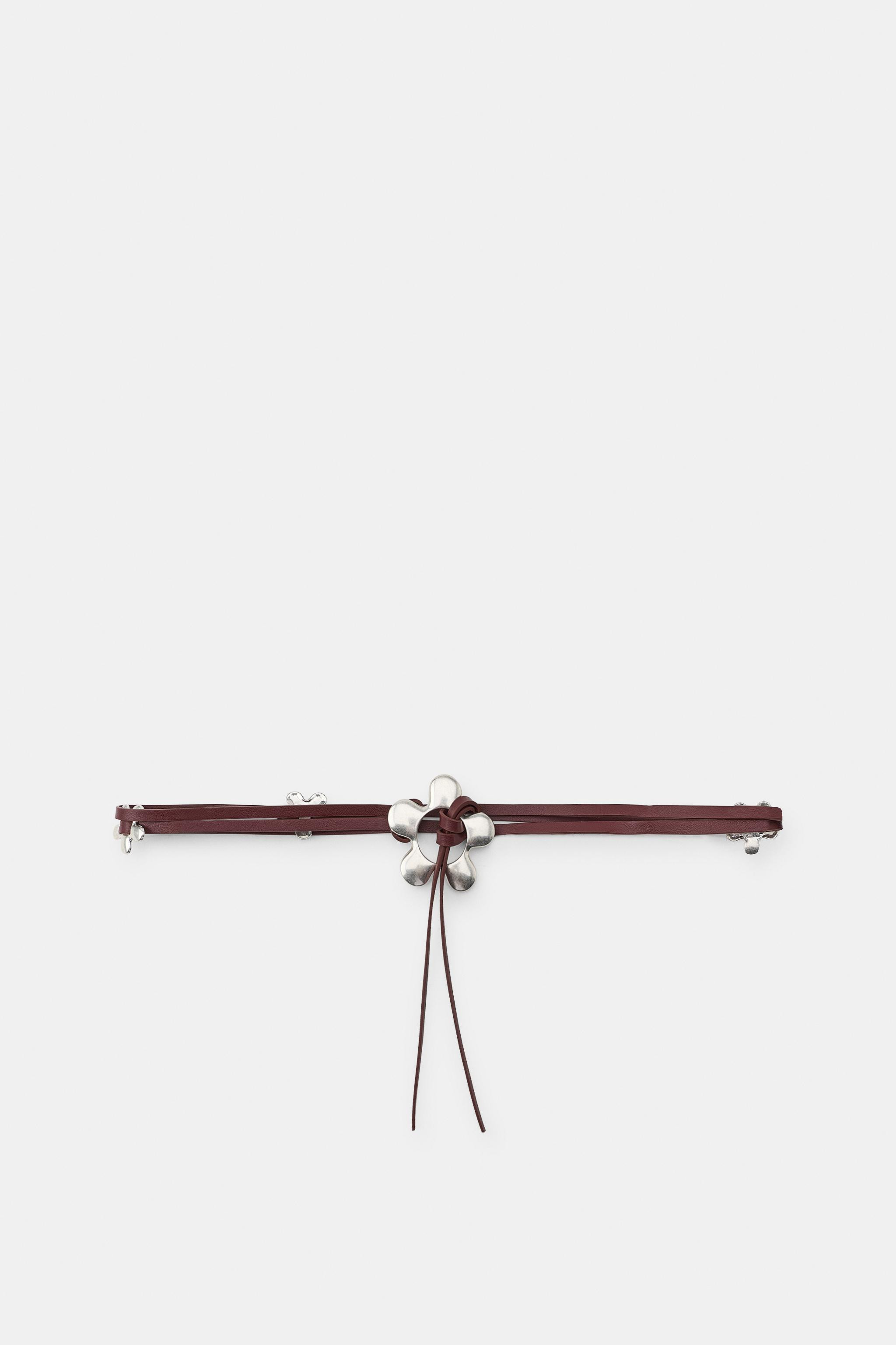 DOUBLE FAUX LEATHER BELT WITH FLOWERS | Zara US