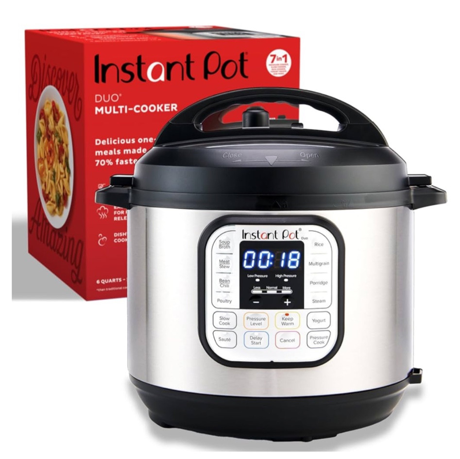 The best pressure cooker! Perfect for soups, shredded chicken, rice, etc… takes cooking down down compared to a slow cooker!