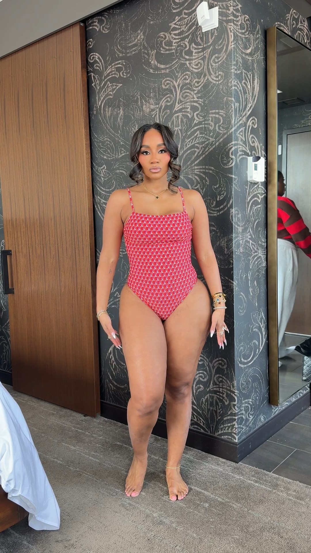 Under $30 geo print one piece swimsuit find! 

#LTKTravel #LTKMidsize