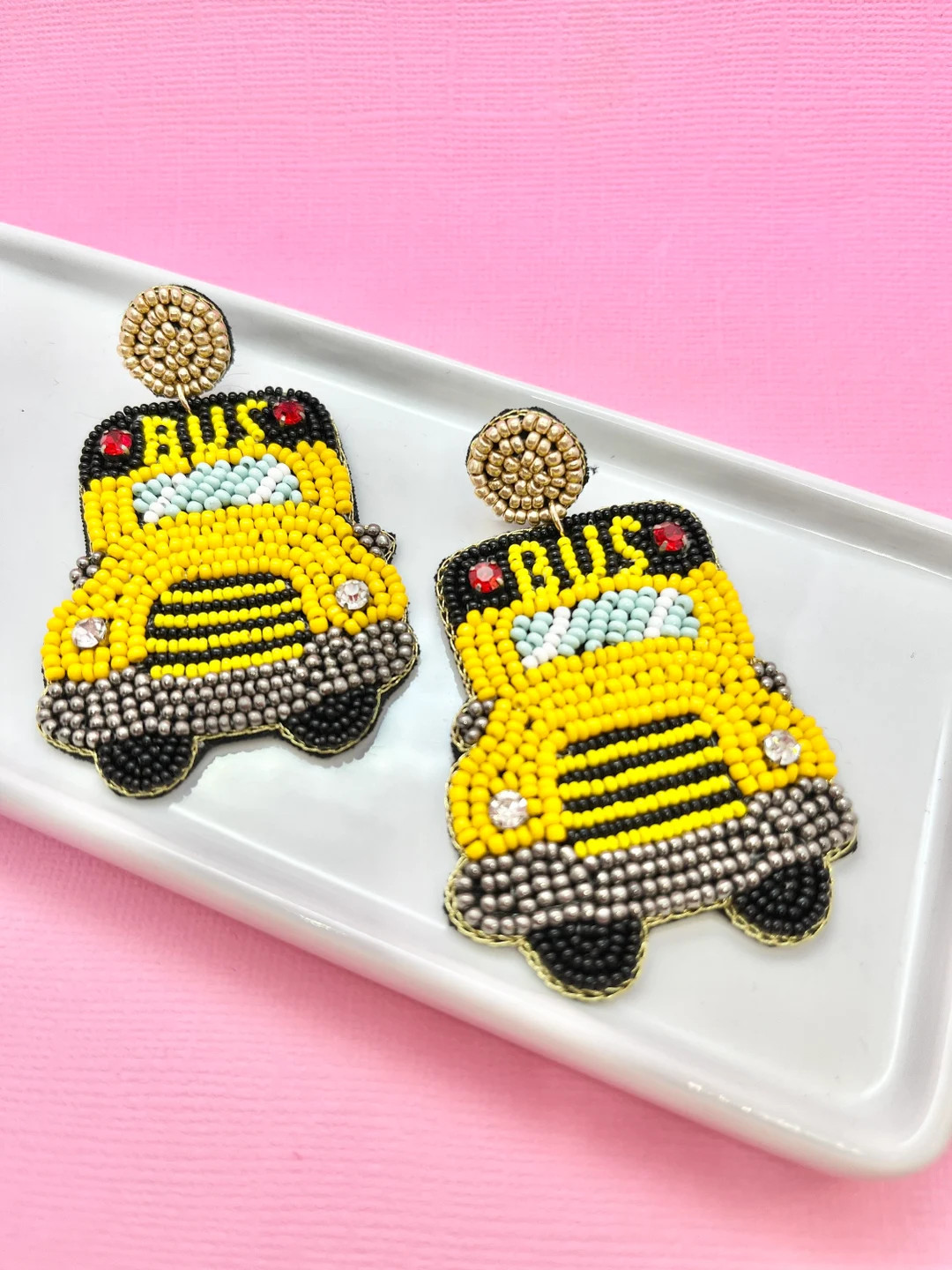School Bus Beaded Earrings, School House, Teacher Earrings, Teacher Gift, Teacher Appreciation Gi... | Etsy (US)