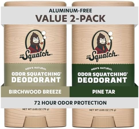 Dr. Squatch Natural Men’s Deodorant – Aluminum Free Natural Deodorant Men with Charcoal & Pos... | Amazon (US)