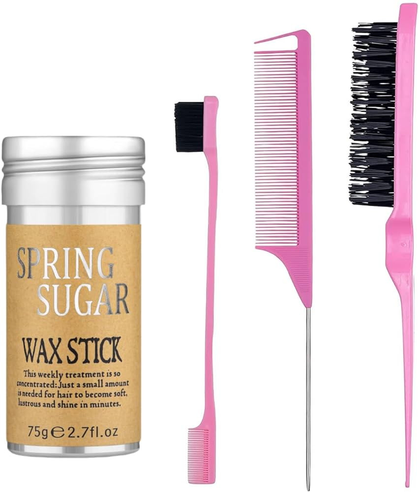 4 Packs Set Hair Wax Stick Slick Back Hair Edge Brush Pink Comb Wax Stick for Hair Flyaways, Styl... | Amazon (US)