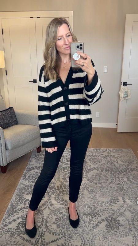 This striped sweater from H&M paired with high waisted AG Denim Black jeans and these comfy flats. The perfect work outfit! 

#LTKFind #LTKunder100 #LTKworkwear