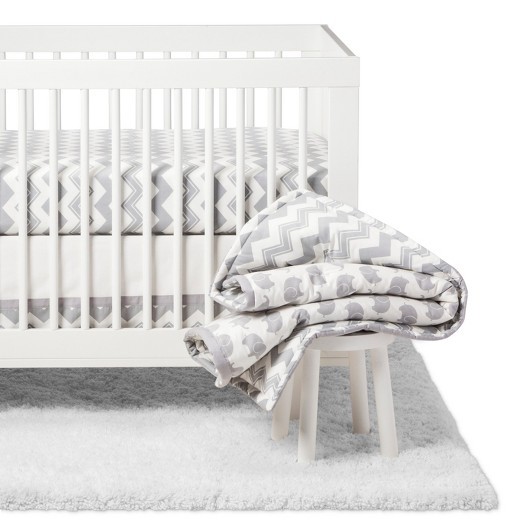 The Peanutshell Crib Bedding Set - Ellie Chevron - 5pc - Gray | Target