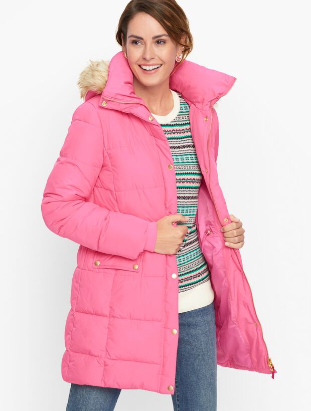 Faux Fur Hooded Down Alternative Puffer Coat | Talbots