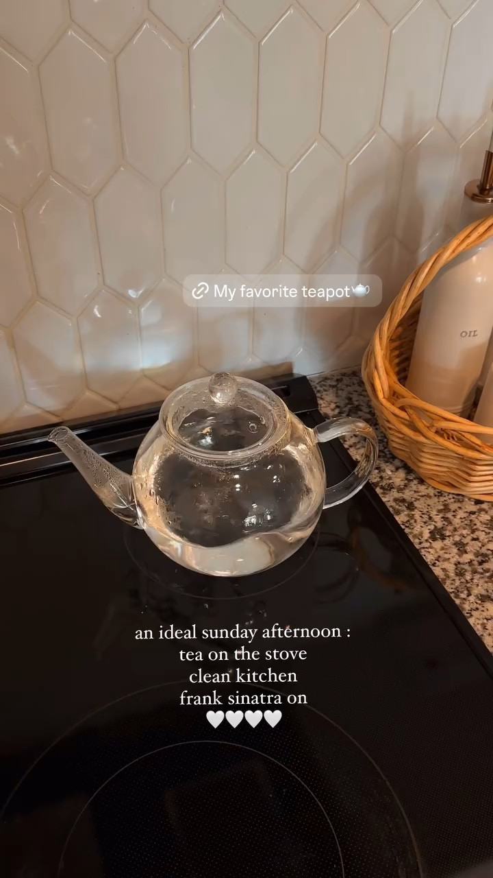 an ideal sunday afternoon🤍 glass teapot from amazon, oil and vinegar bottles from target. kitchen essentials!

#LTKVideo #LTKFamily #LTKGiftGuide