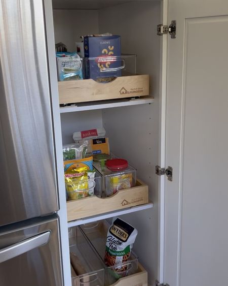 Transforming chaos into calm ✨This pantry makeover was a game changer! What were the changes👇🏼
1. Added pull out drawers 
2. Deep bins for sorting 
3. Lazy Susan
4. Canisters

Who knew an organized pantry could bring so much joy?🤷🏻‍♀️
Kitchen organization, pantry organization, drawer organization 

#LTKHome #LTKVideo #LTKFindsUnder50