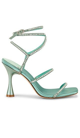Glamorous Sandal in Turquoise Satin Silver | Revolve Clothing (Global)