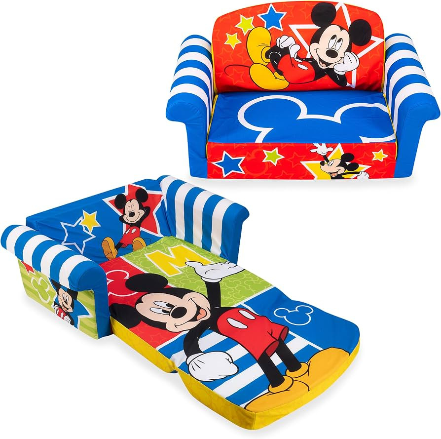 Marshmallow Furniture, Children's 2-in-1 Flip Open Foam Compressed Sofa, Disney’s Mickey Mouse | Amazon (US)