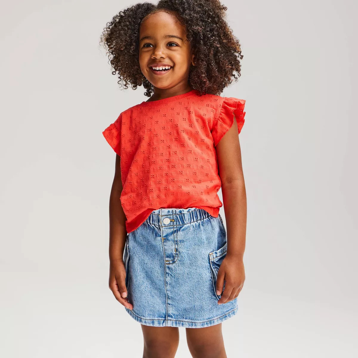 Toddler Girls' Eyelet Ruffle Short Sleeve T-Shirt - Cat & Jack™ 4T | Target