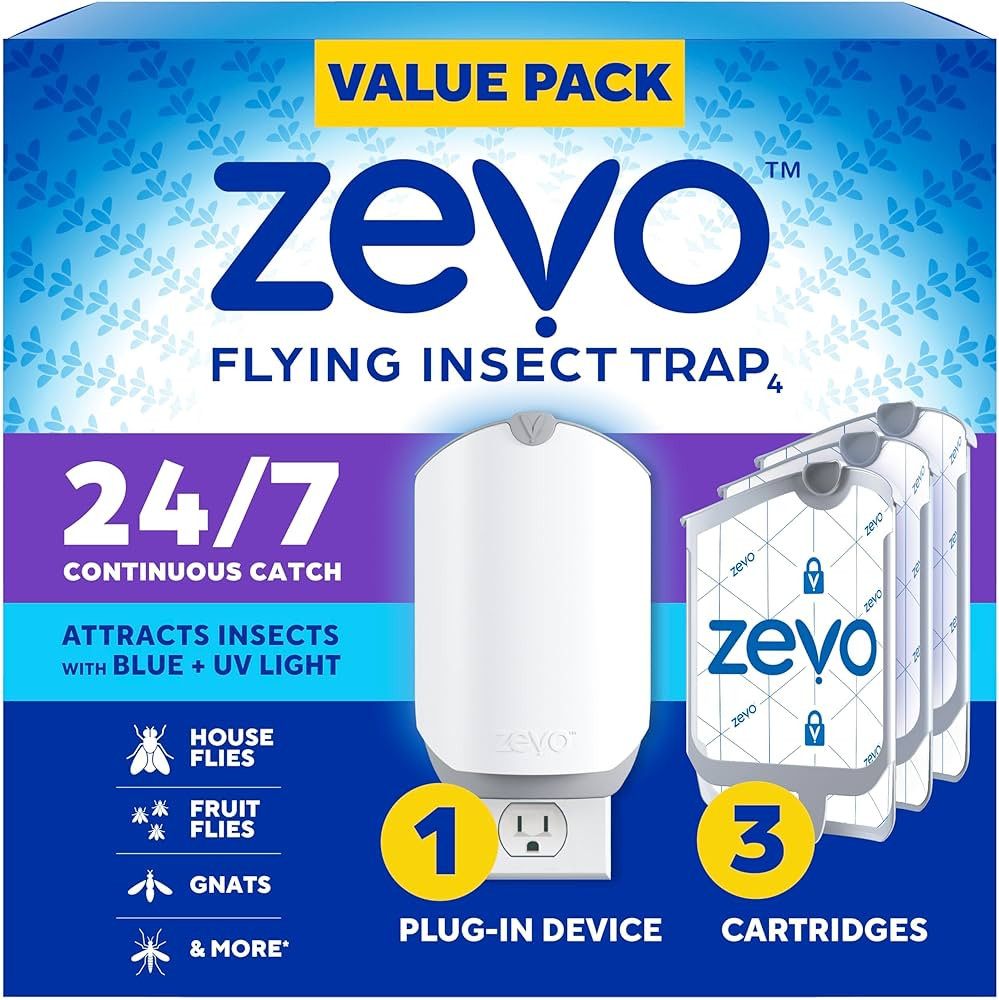 Zevo Flying Insect Trap & 3 Refill Cartridges - Plug in Fly Trap & Indoor Bug Catcher for Gnats, ... | Amazon (US)