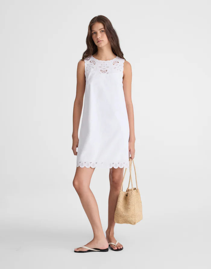 Embroidered Mini Shift Dress in Poplin | Madewell