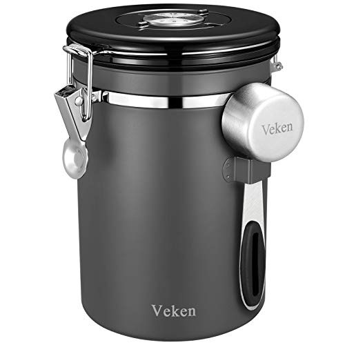 Veken Coffee Canister, Airtight Stainless Steel Kitchen Food Storage Container with Date Tracker and | Amazon (US)