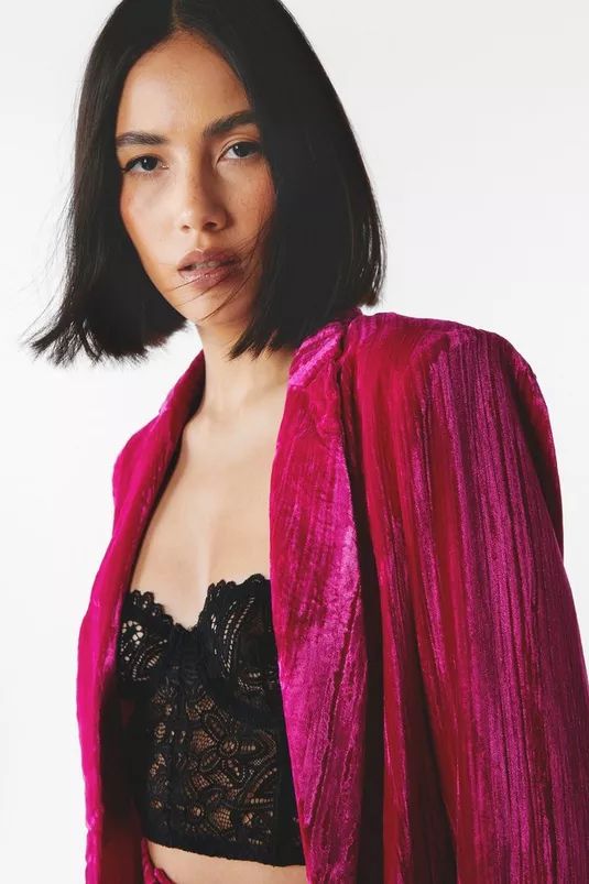 Single Breasted Crushed Velvet Blazer | Nasty Gal (US)