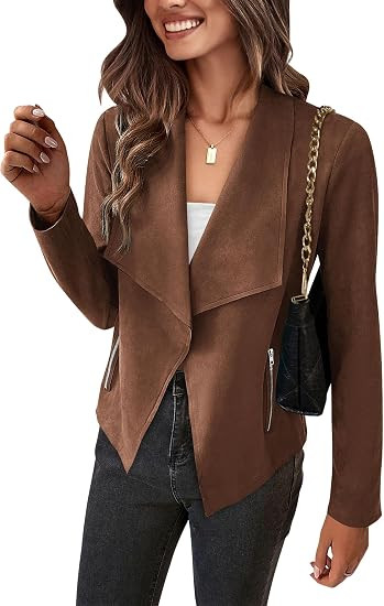 PRETTYGARDEN Women's Fall Fashion Faux Suede Jackets | Amazon (US)
