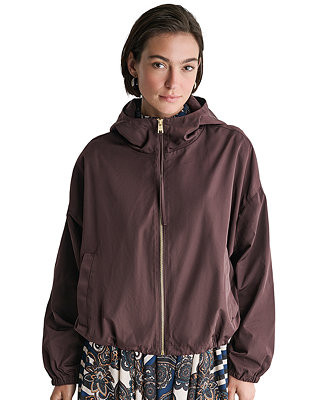 Women's Hooded Zip-Front Mock-Neck Jacket | Macy's