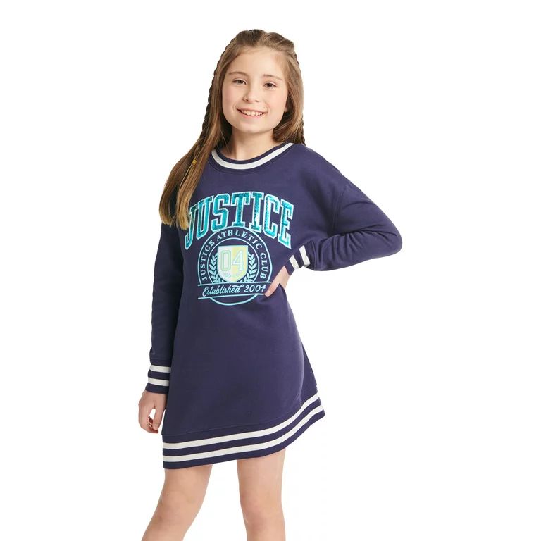 Justice Girls Rib Cuff Sweatshirt Dress, Sizes XS-XLP | Walmart (US)