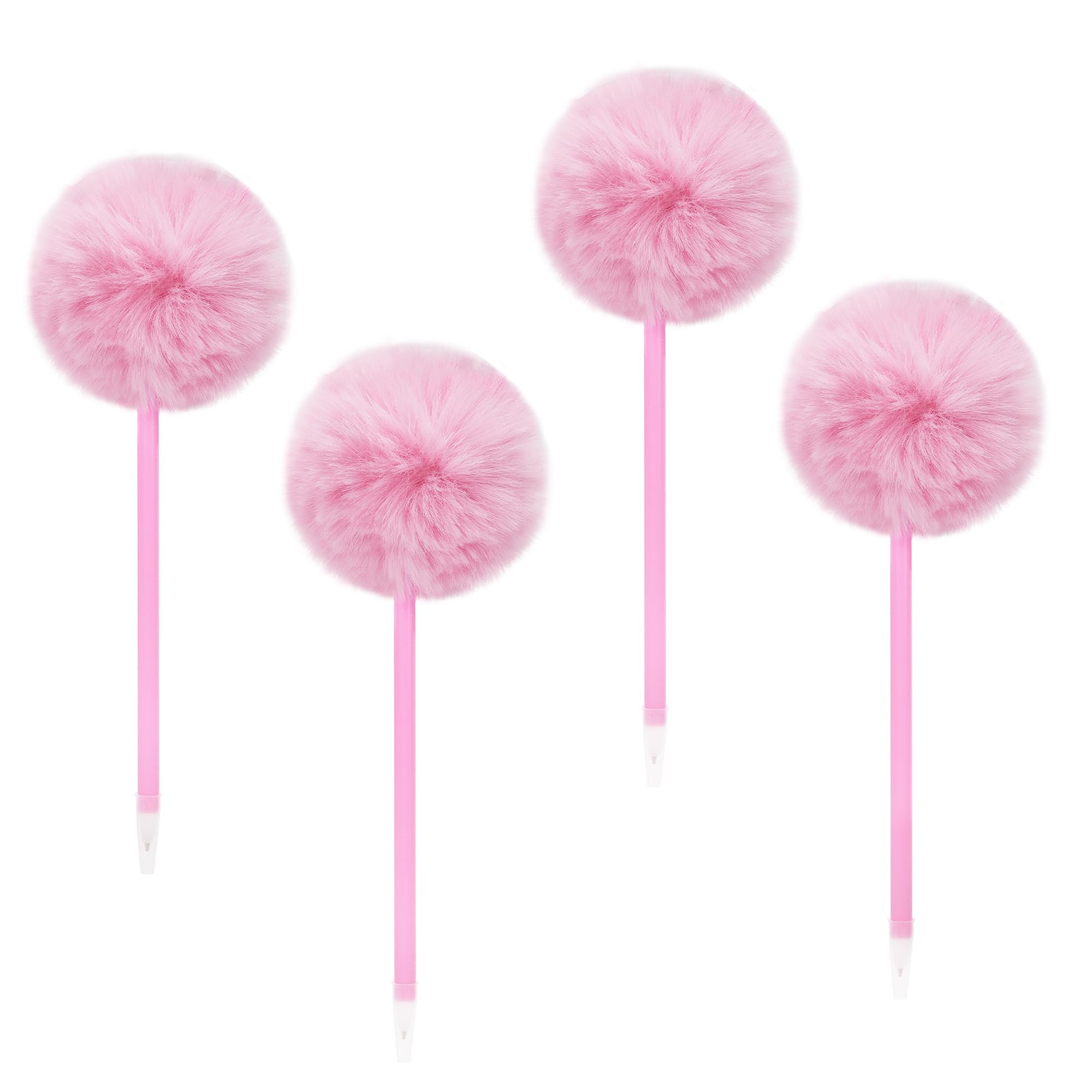 4Pcs Fluffy Pen, Pom Pom Plastic Ballpoint Pen, With Black Ink, Gift Pens for Christmas Stationery Carnival Birthday (Pink) | Amazon (US)