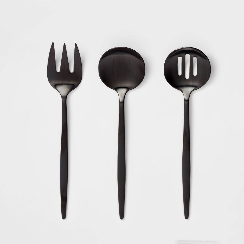 3pc Stainless Steel Modern Exaggerated Serving Set Black - Threshold™ | Target