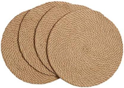 SHACOS Round Braided Placemats Set of 4 Natural Jute Handmade 12 inch Heat Resistant Thick Hot Pa... | Amazon (US)
