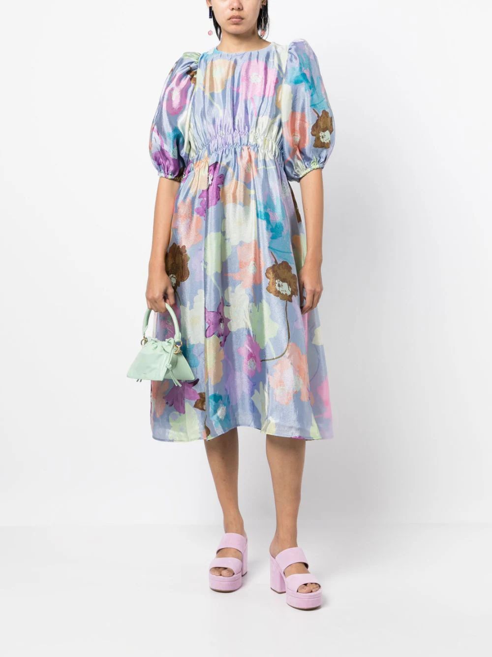 Stine Goya Elizabeth floral-print Midi Dress - Farfetch | Farfetch Global