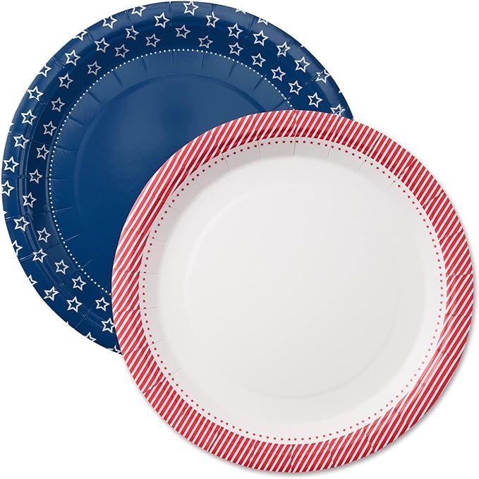 Cheerland Red Blue White Patriotic Party Plates Set | 24-Pack 9-Inch Disposable Paper Plates | Na... | Amazon (US)