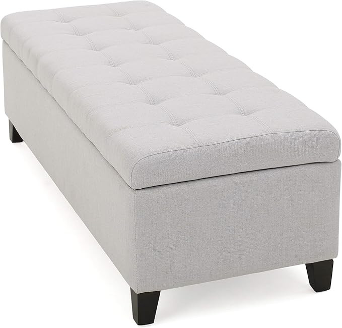 Christopher Knight Home Mission Fabric Storage Ottoman, Light Grey | Amazon (US)