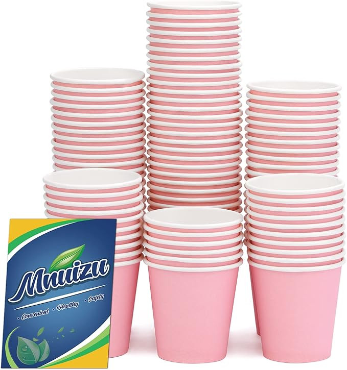 Mnuizu 100 Pack 3 oz Pink Paper Cups,Disposable Bathroom Cups,Mouthwash Cups,Espresso Cups,Small ... | Amazon (US)