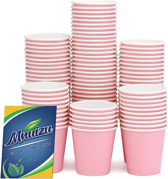 Mnuizu 100 Pack 3 oz Pink Paper Cups,Disposable Bathroom Cups,Mouthwash Cups,Espresso Cups,Small ... | Amazon (US)