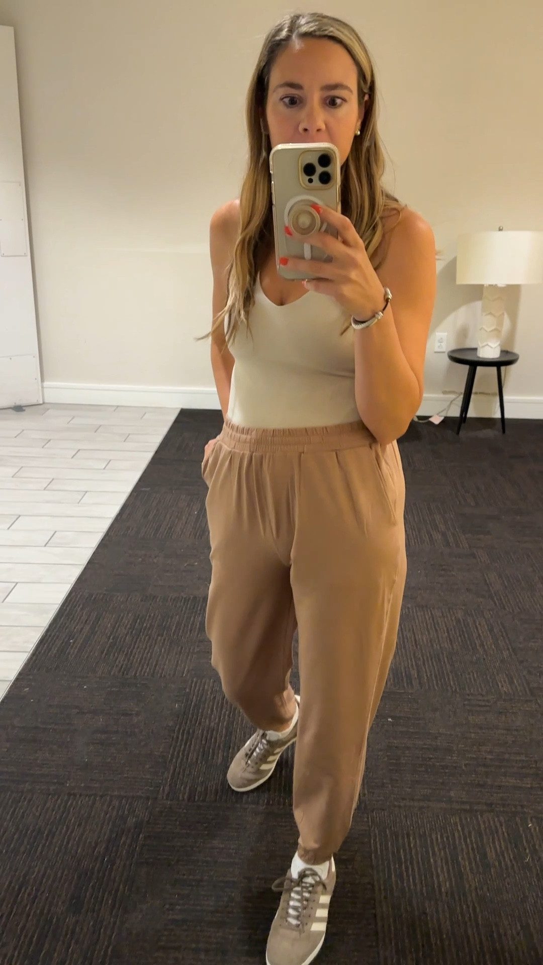 Vuori new arrivals, performance jogger size small, performance crop tank, size small, ecru color in tank, goldenrod heather boyfriend jogger, activewear, athletic, Gazelle women’s adidas sneakers, gym shoes, jaclin Natale 

Travel outfit, casual, comfort 

#LTKShoeCrush #LTKStyleTip #LTKTravel