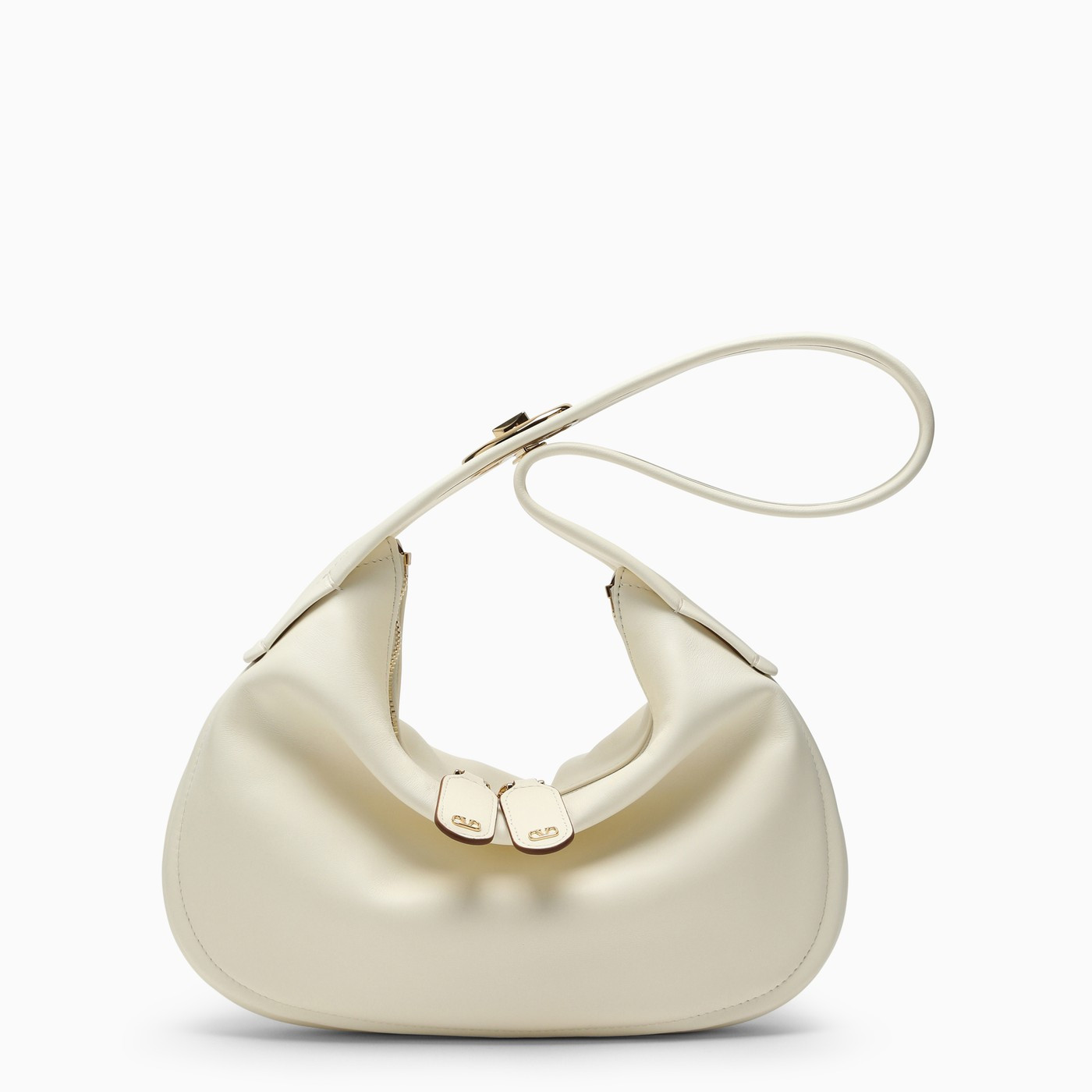 Small Go-hobo bag in ivory leather | The Double F