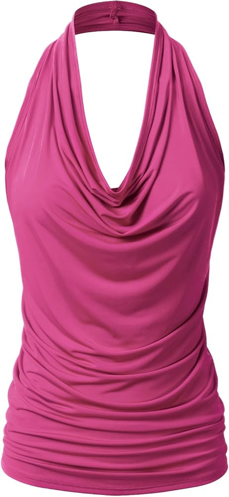 EIMIN Women's Casual Halter Neck Draped Front Sexy Open Back Tank Top (S-3XL) | Amazon (US)