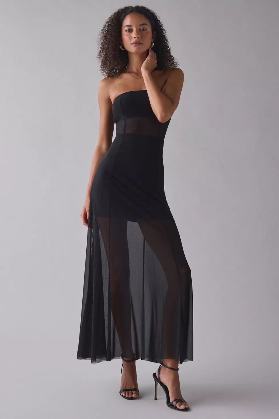 UO Illusional Strapless Sheer Mesh Maxi Dress | Urban Outfitters (US and RoW)