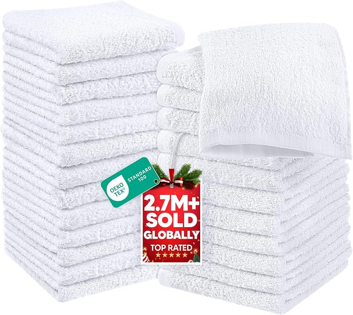 Utopia Towels 24 Pack Cotton Washcloths Set, 100% Ring Spun Cotton, Premium Quality Flannel Face ... | Amazon (US)