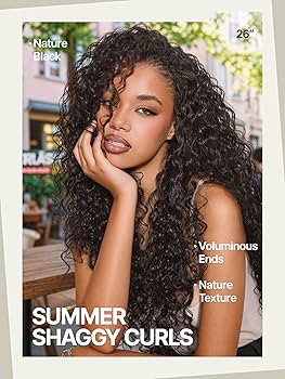 Frodio Curly Half Wig 26 Inches Veralux\u2122 Fiber Blend Human Hair Headband Wig 3 in 1 Shaggy W... | Amazon (US)